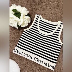 Striped Black and White Women's Top